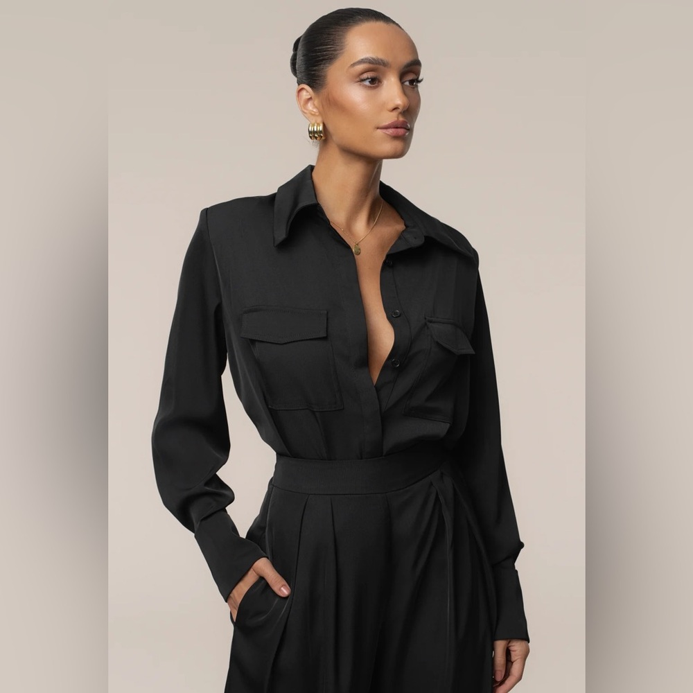 JLUXLABEL BLACK MISTY BUTTON UP